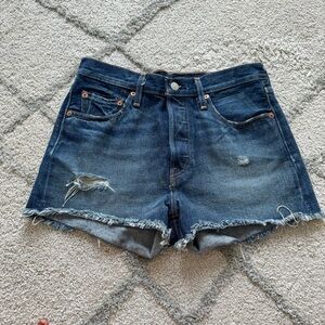 Levi’s 501 denim jean shorts high rise cut offs button fly 27